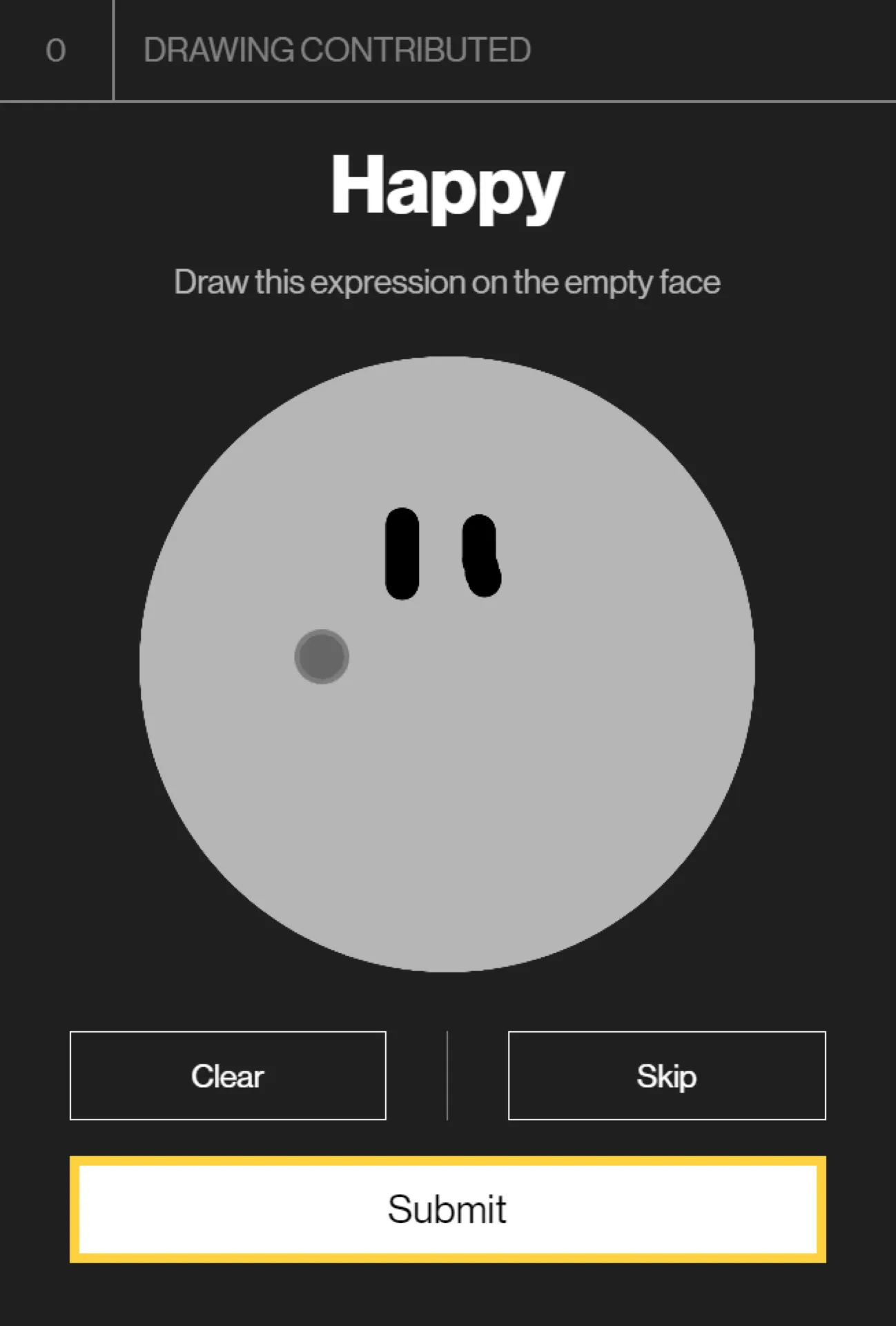 The data collection web app asking for a happy face.