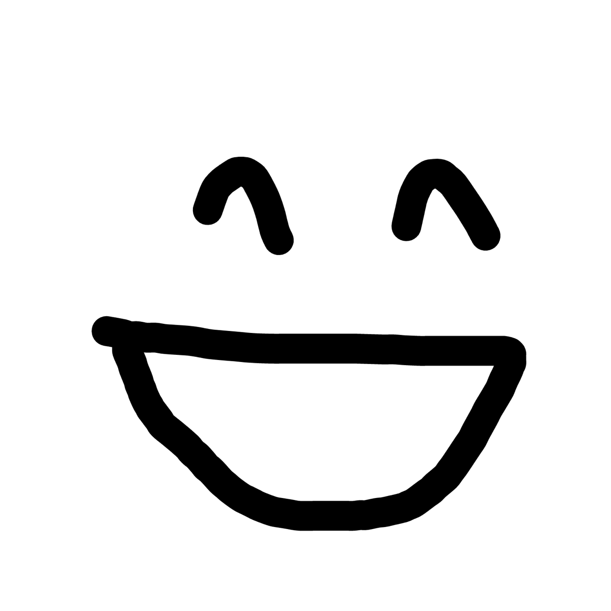 A simple drawing of a happy face.
