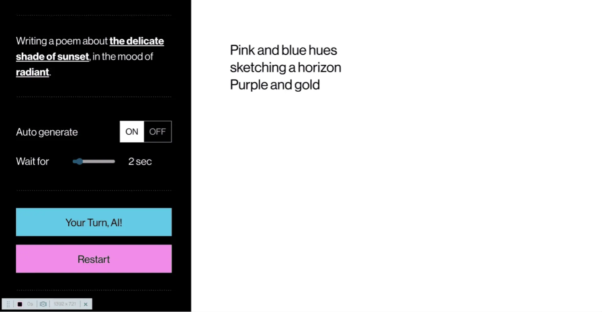 A prototype with sliders for how long the AI waits before writing.